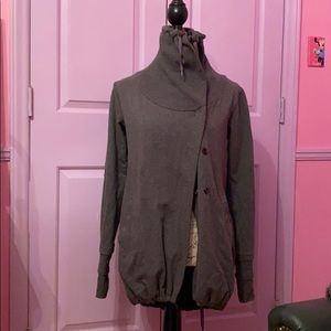 Lululemon grey cotton wide neck snap jacket